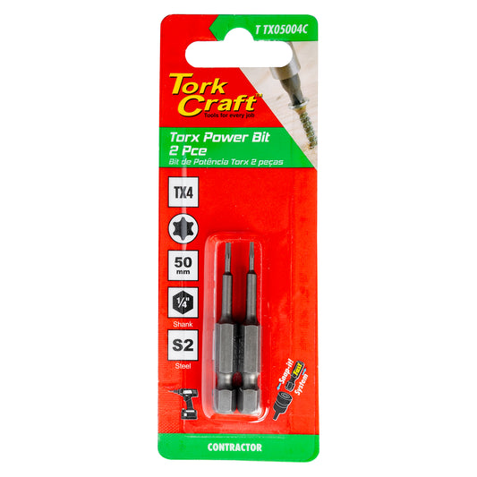 Tork Craft Torx Tx 4 Classic Power Bit 50Mm 2Pc Carded