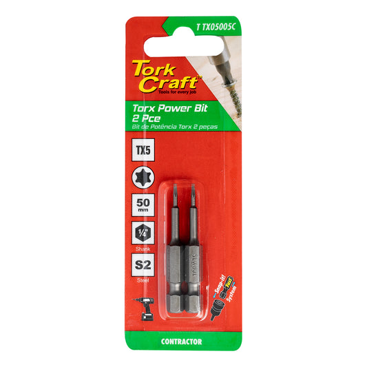 Tork Craft Torx Tx 5 Classic Power Bit 50Mm 2Pc Carded