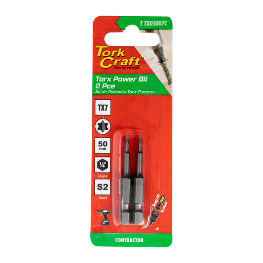 Tork Craft Torx Tx 7 Classic Power Bit 50Mm 2Pc Carded