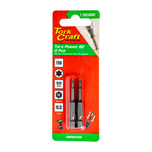 Tork Craft Torx Tx 8 Classic Power Bit 50Mm 2Pc Carded
