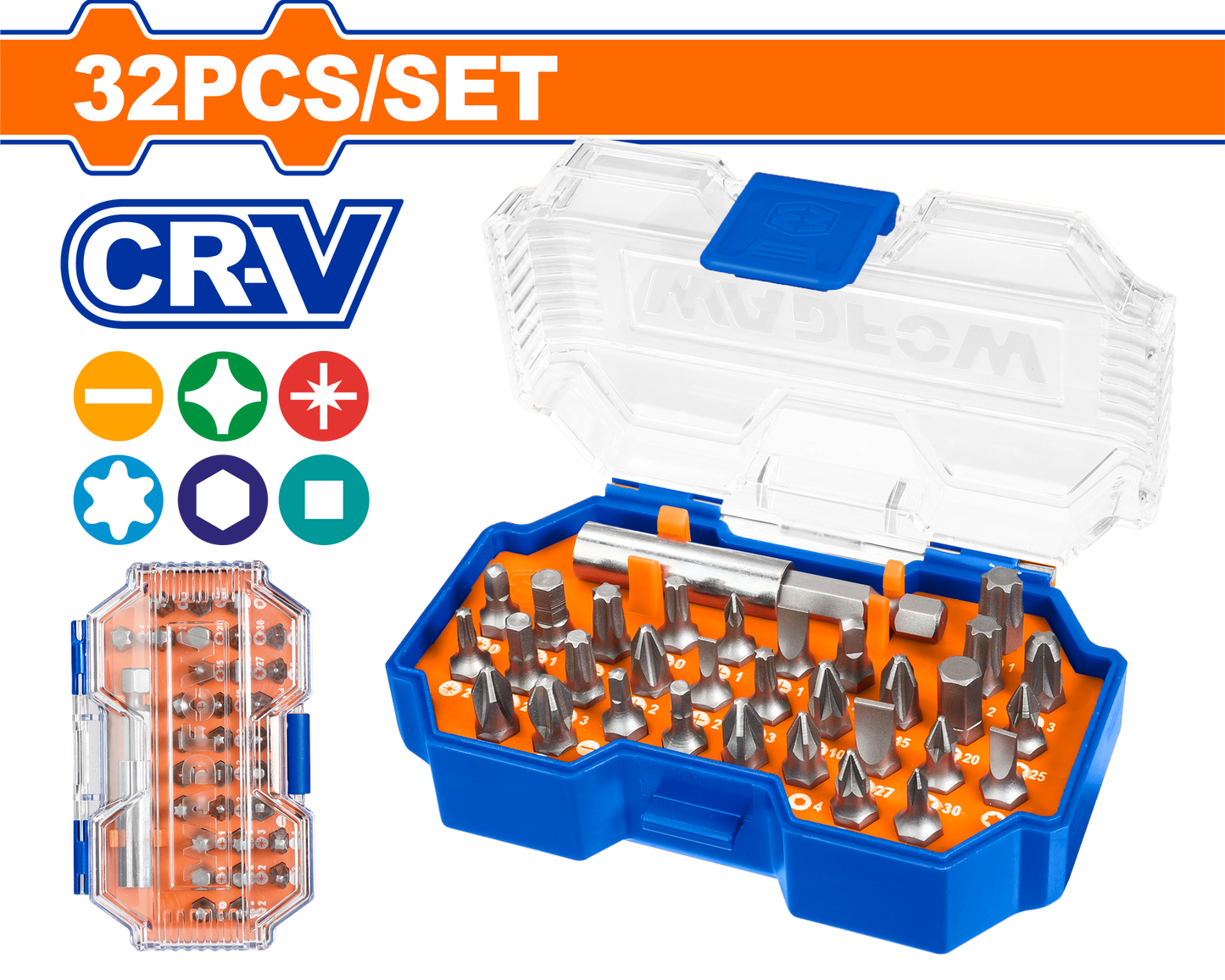 Wadfow Screwdriver bits set 32 Piece WBS3B32