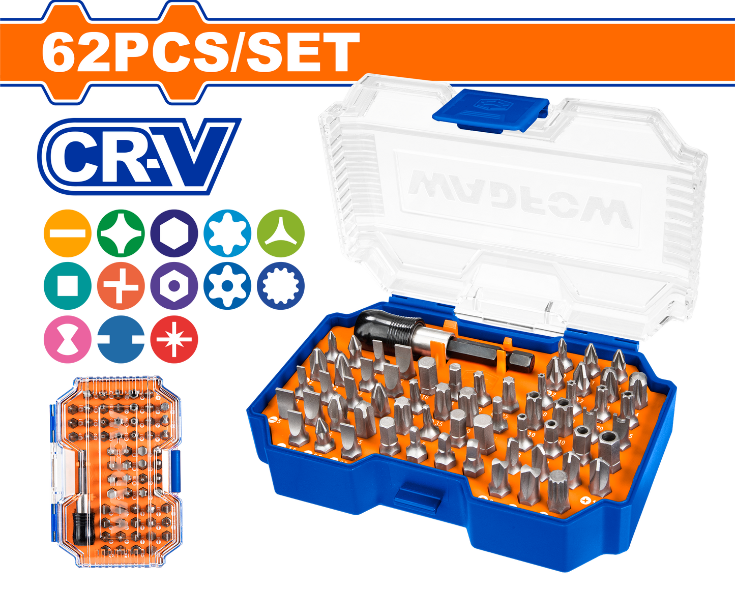 Wadfow Screwdriver bits set 62 Piece WBS3B62