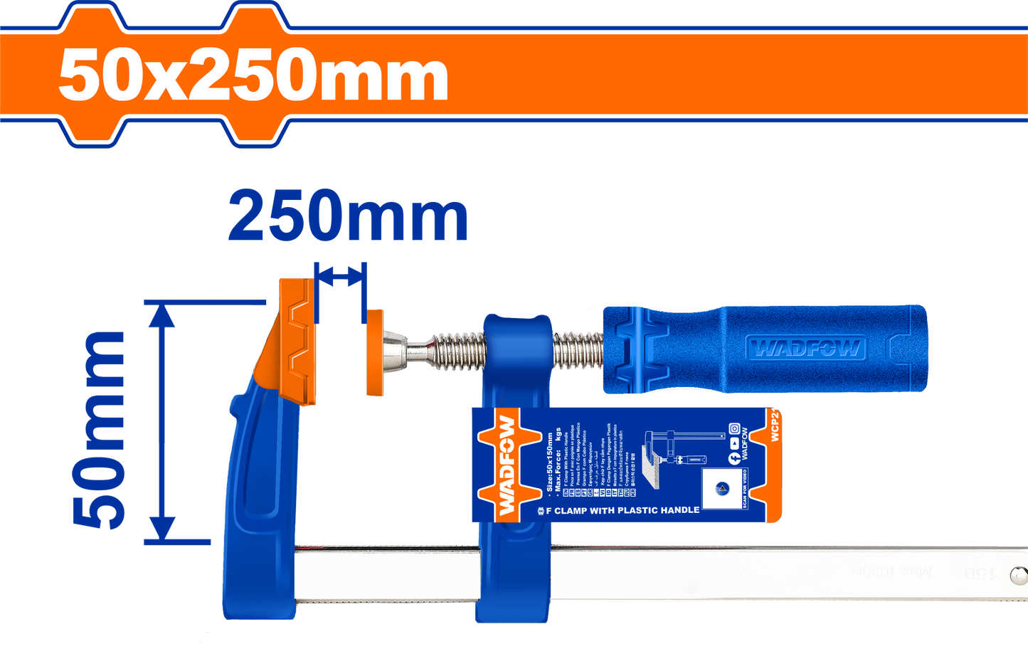 Wadfow F clamp with plastic handle 250mm WCP2153