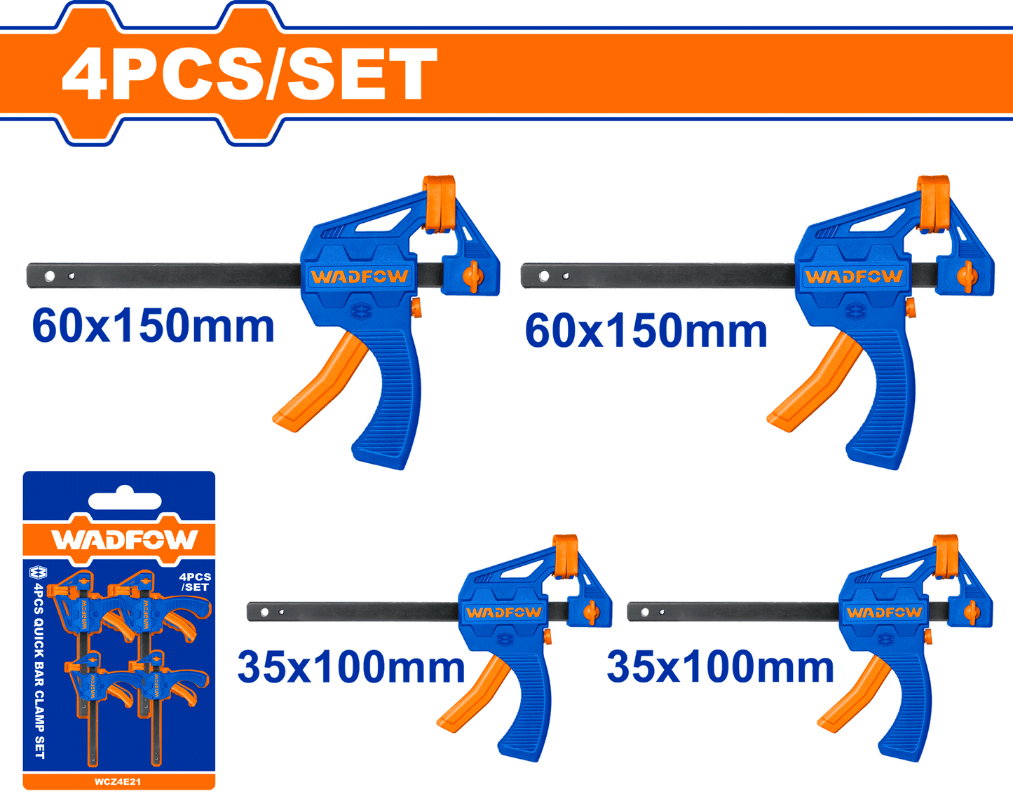 Wadfow Quick bar clamp set 4 Piece WCZ4E21