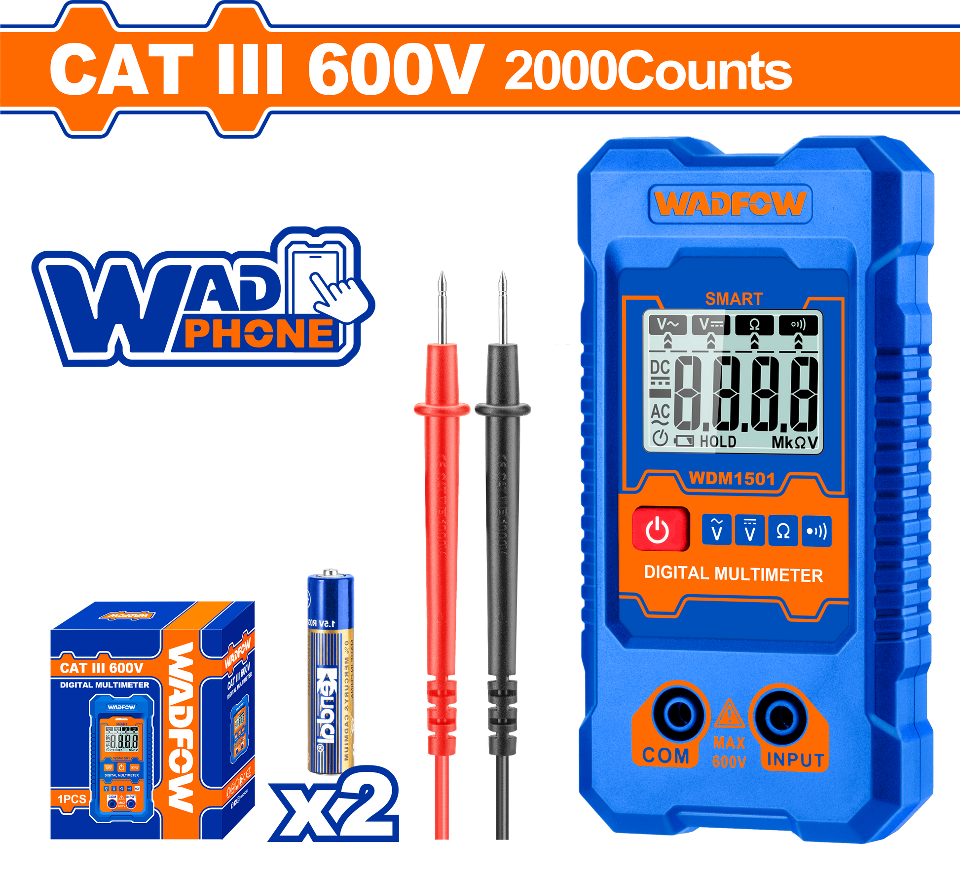 Wadfow Digital multimeter CAT III 600V WDM1501