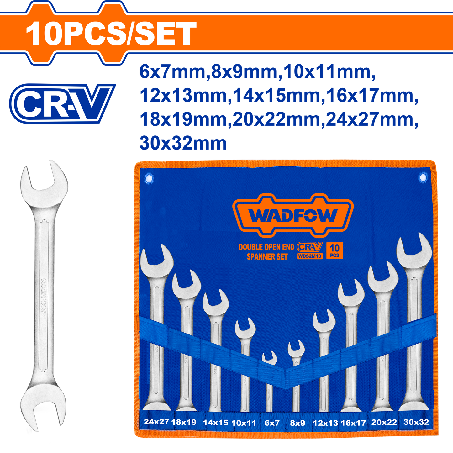 Wadfow Double open end spanner set 10 Piece WDS2M10
