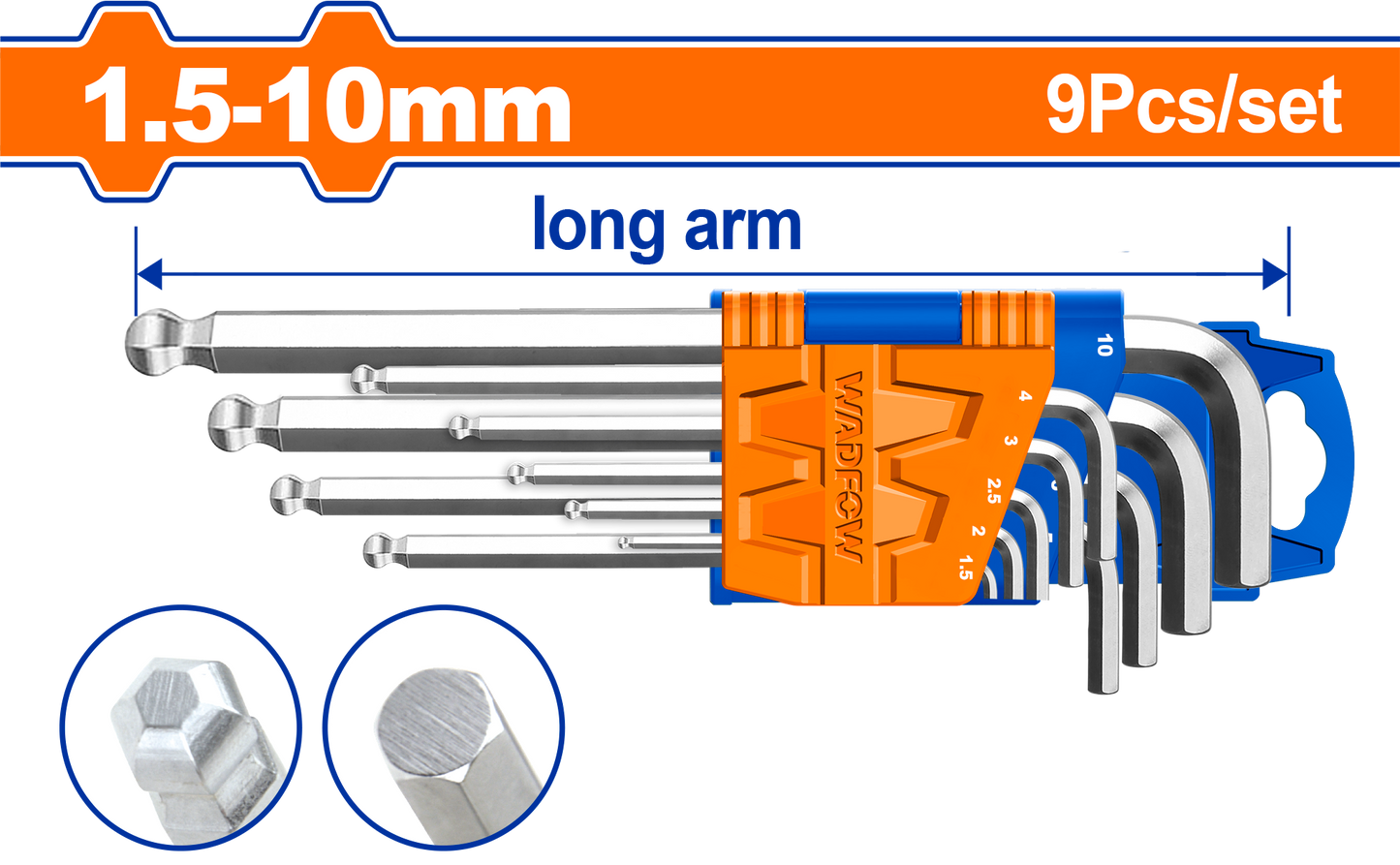 Wadfow Ball point hex key 9 Piece WHK2291