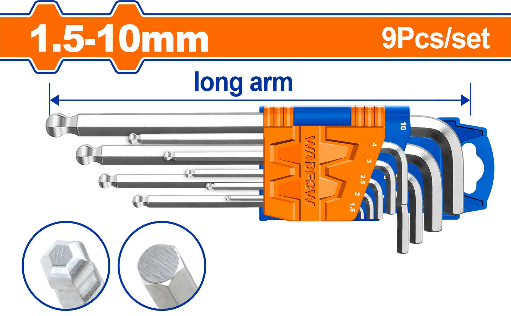 Wadfow Ball point hex key 9 Piece WHK2291