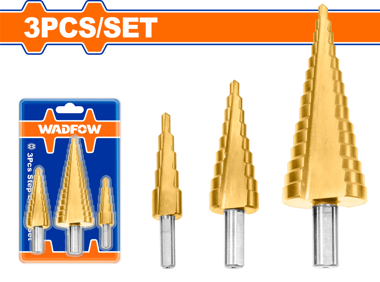 Wadfow Step drill bit set hss 3 Piece WJD3401