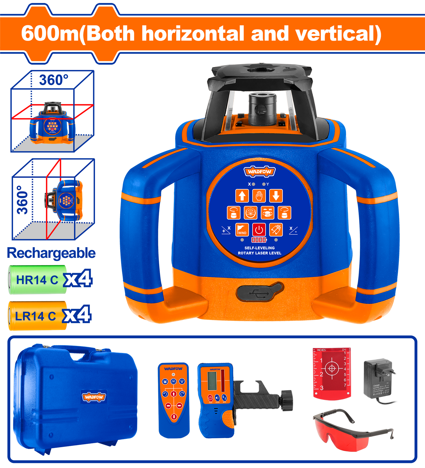 Wadfow Self-levelling rotary laser level 600m WLE6B02