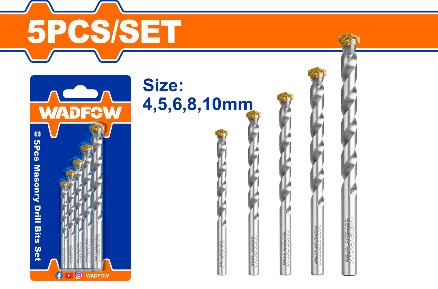 Wadfow Masonry drill bits set 5 Piece WMJ2K01