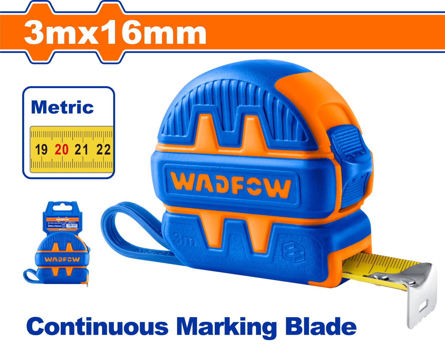 Wadfow Steel measuring tape 3m 16mm WMT1211