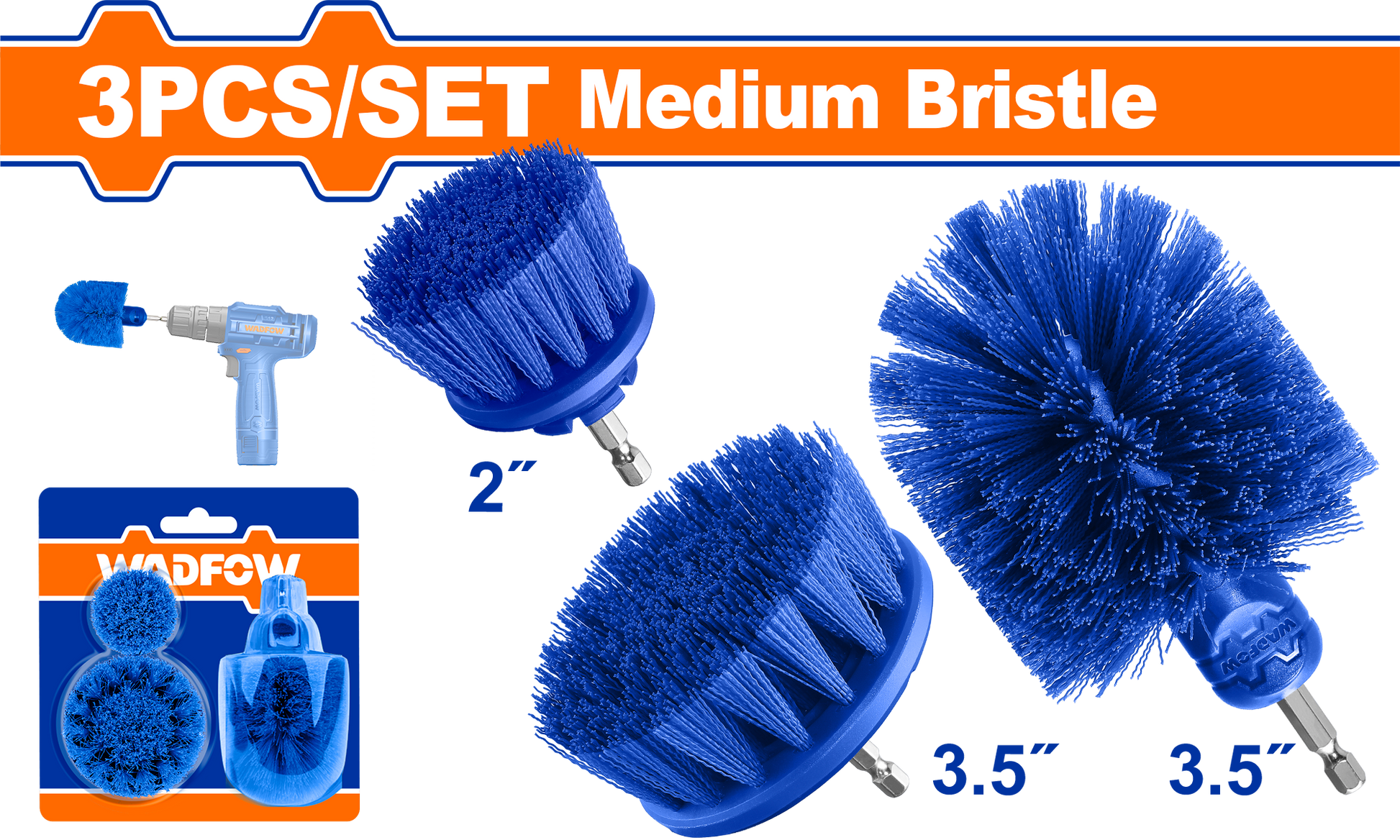 Wadfow Medium bristle brush set 3 Piece WND2403