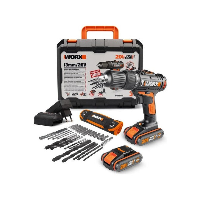 WORX Impact Drill 13MM 40Nm 1500RPM With Accessories 20V | KIT