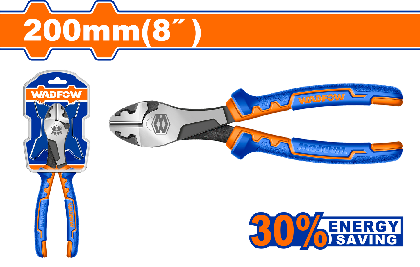 Wadfow High leverage heavy-duty diagonal cutting pliers 8" WPL7718