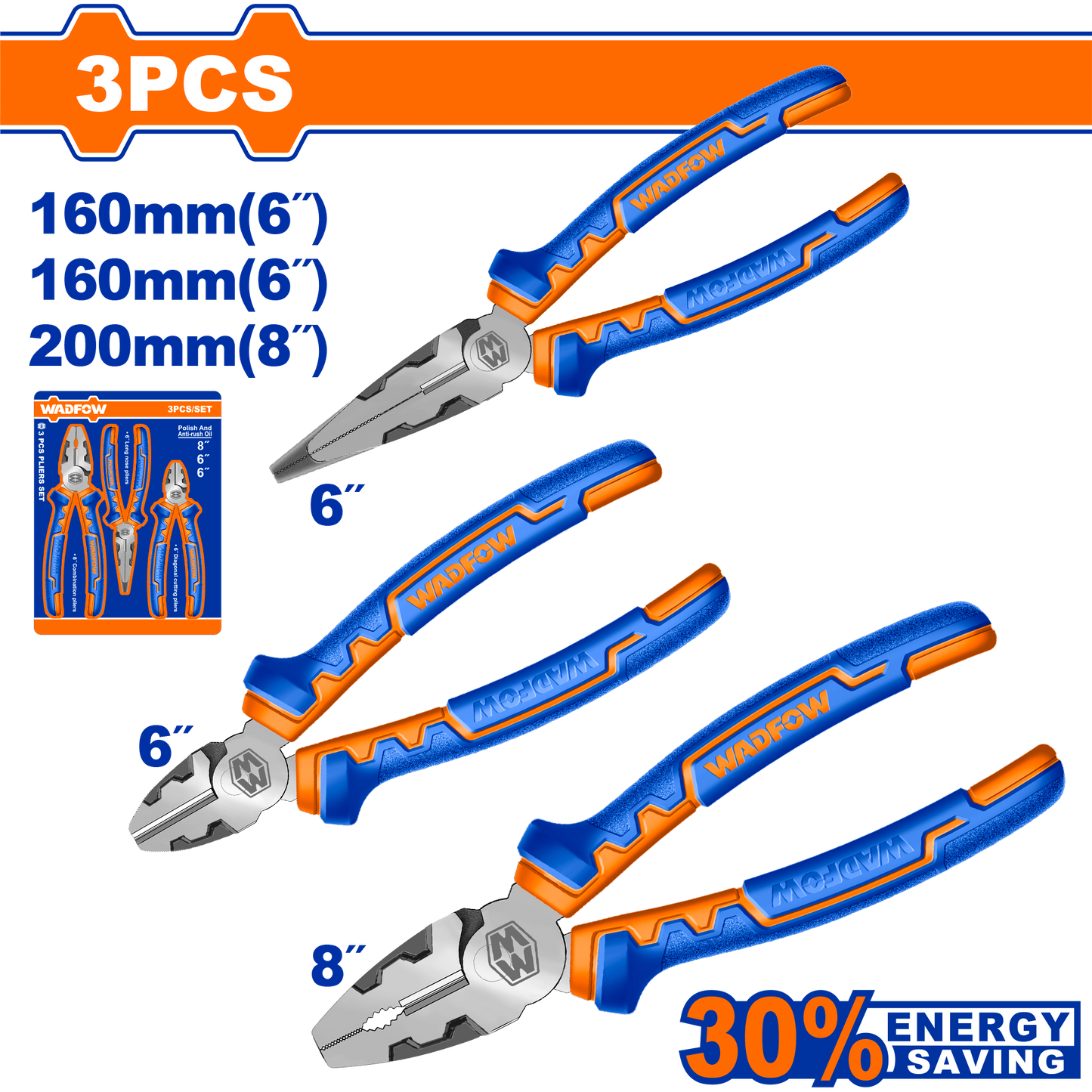 Wadfow High leverage pliers set 3 Piece WPS0613