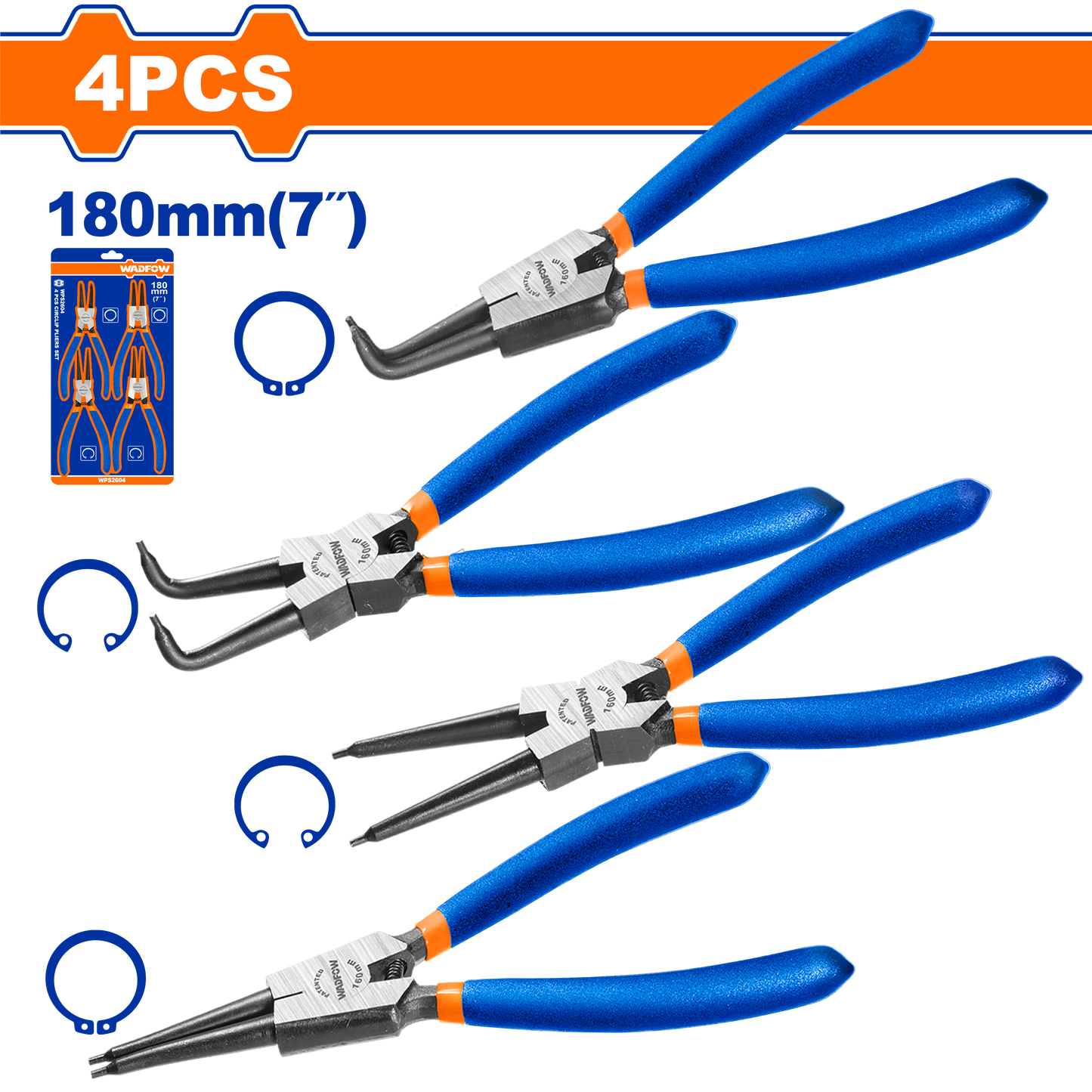 Wadfow Circlip pliers set 4 Piece WPS2604