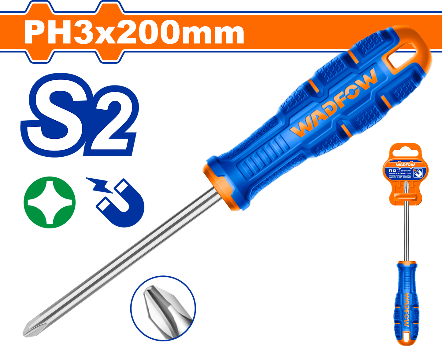 Wadfow Phillips screwdriver PH3x200mm WSDB238