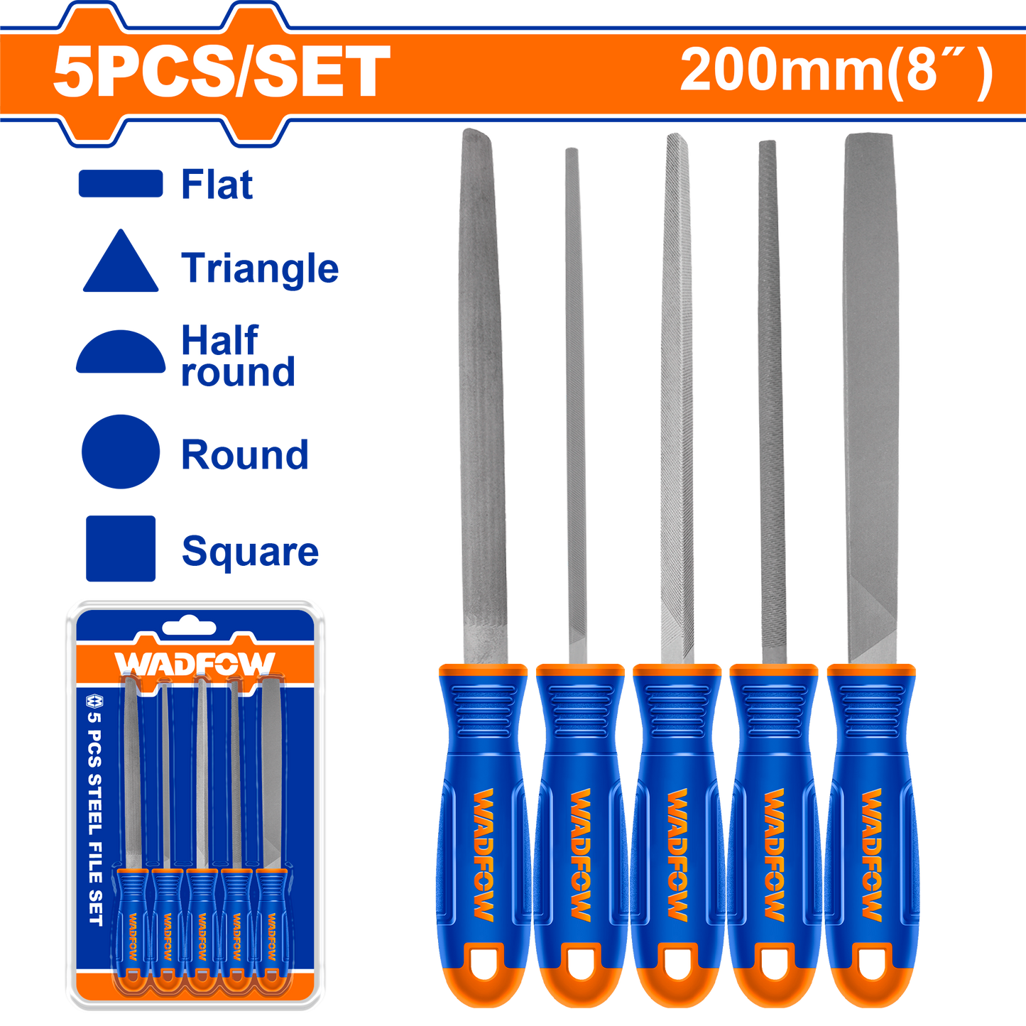 Wadfow Steel file set 5 Piece WSF2405