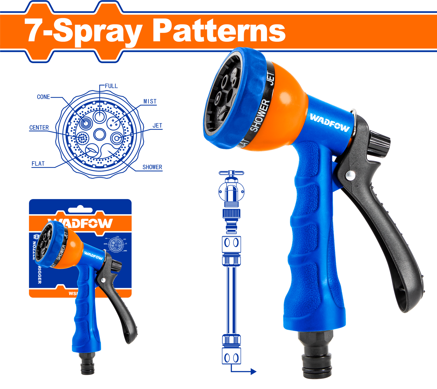 Wadfow Plastic trigger nozzle 7-Spray Patterns WSN1E07