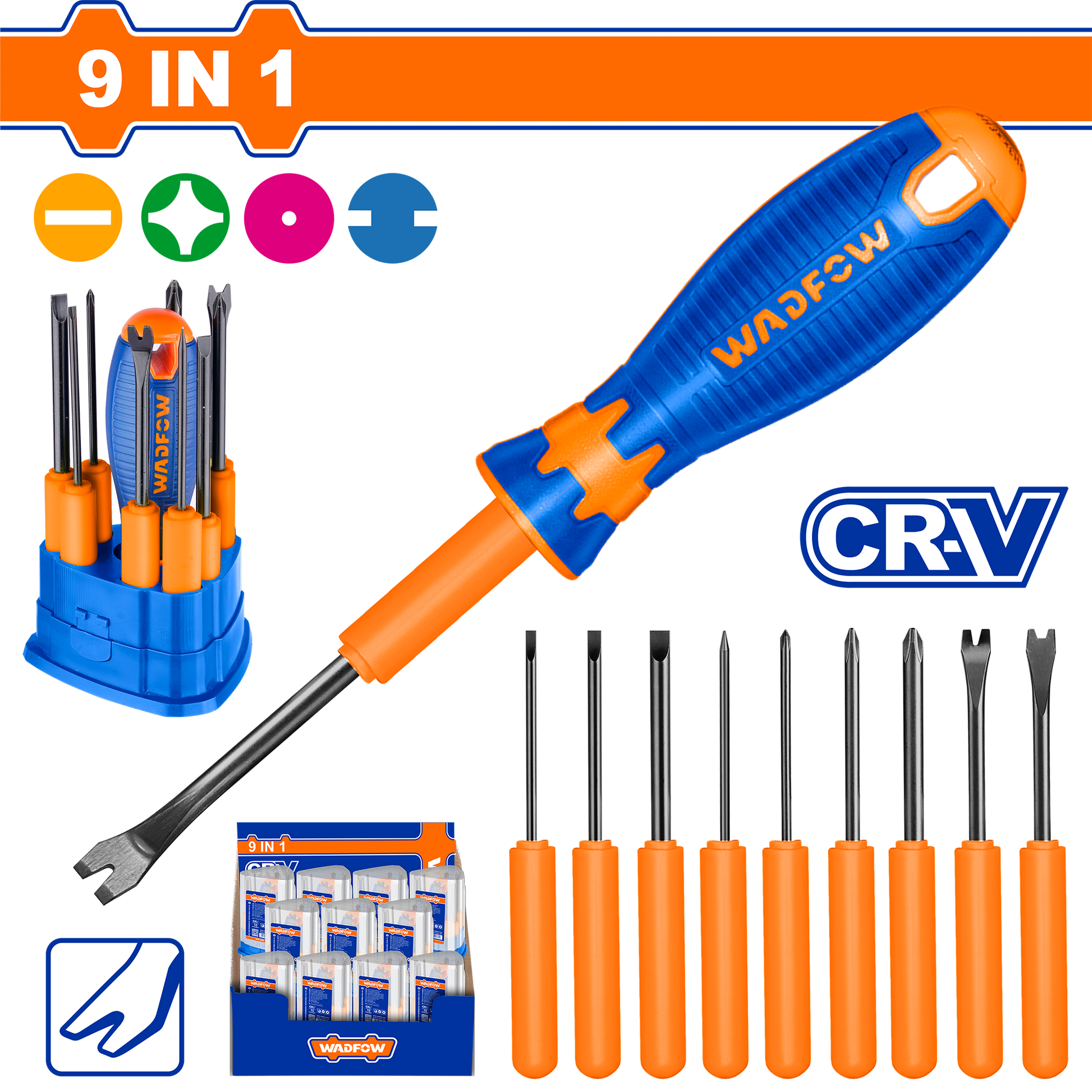 Wadfow Interchangeable screwdriver set 10 Piece WSS1B10