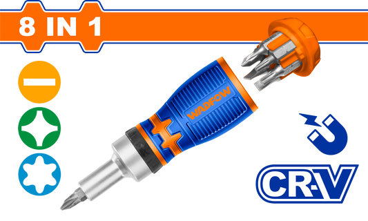 Wadfow 8 in 1 stubby ratchet screwdriver set WSS8608