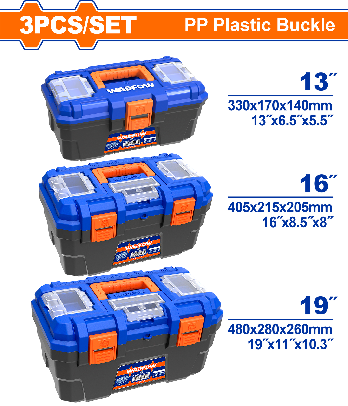 Wadfow Plastic tool boxes set 3 Piece WTB2103