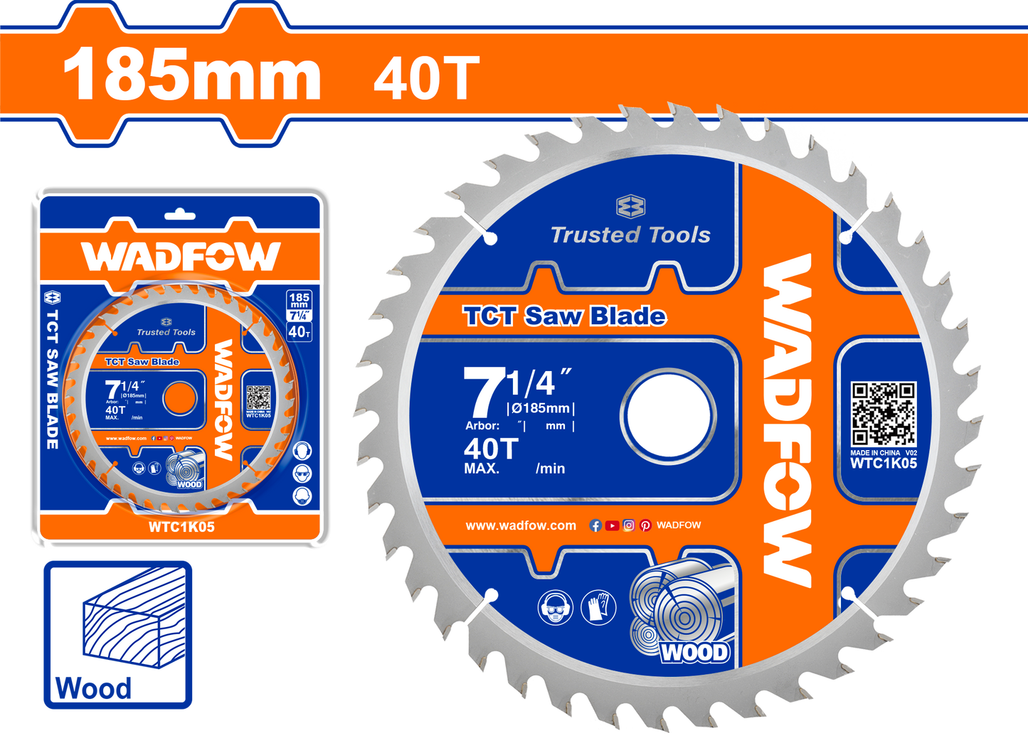 Wadfow TCT saw blade 185mm WTC1K05