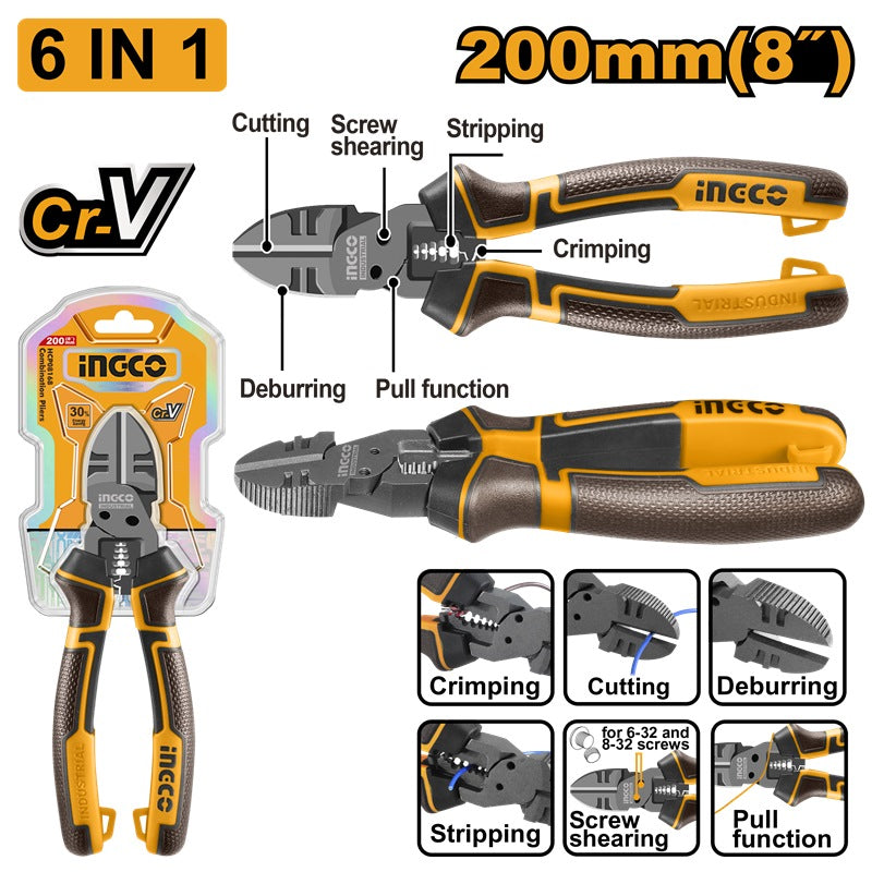 Ingco 6 in 1 Multi Function Diagonal Cutter 200mm