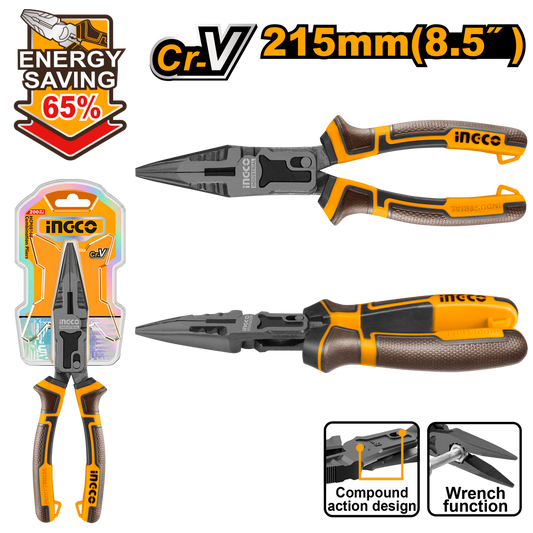 Ingco Compound action long nose pliers