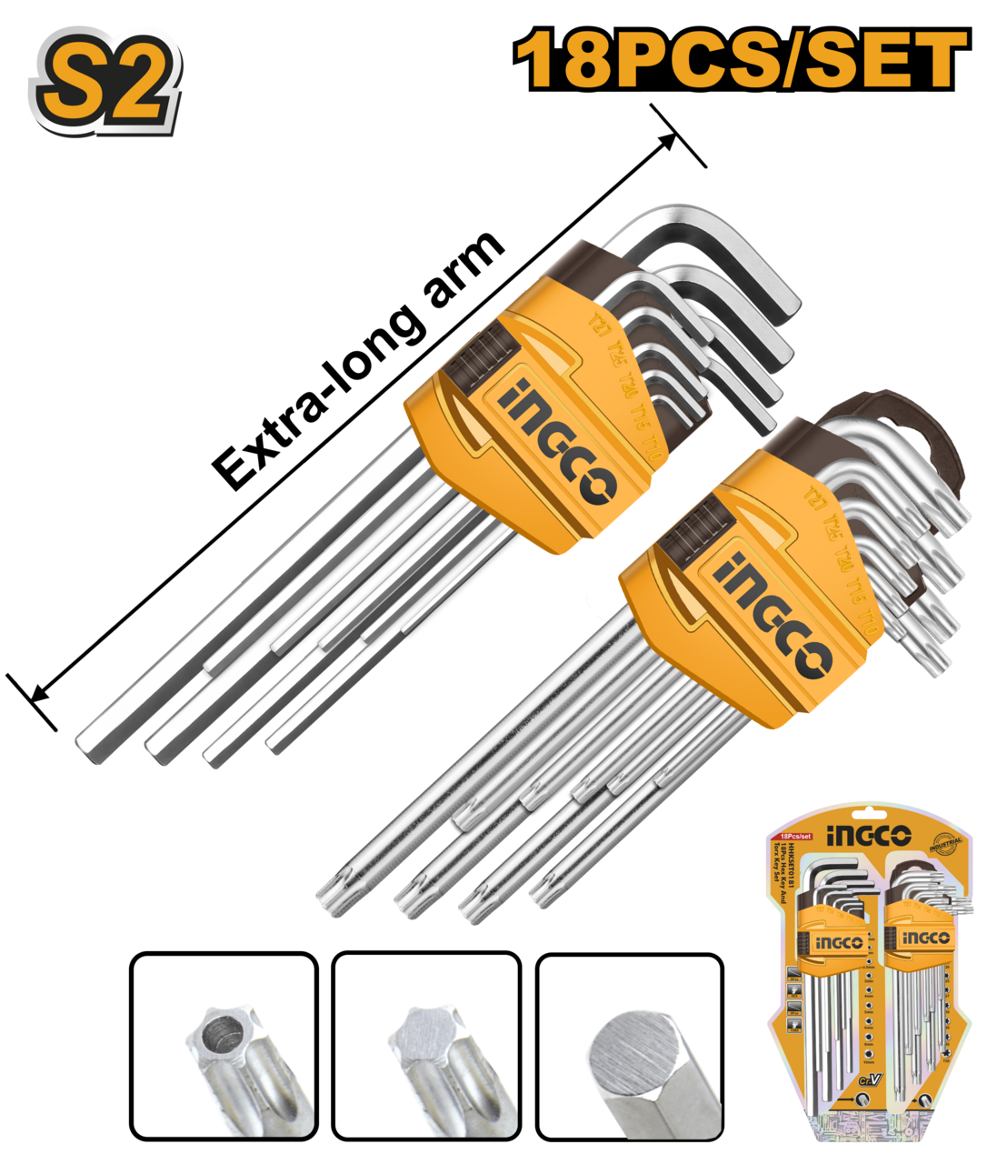 Ingco Allen Key And Torx Set 18pcs