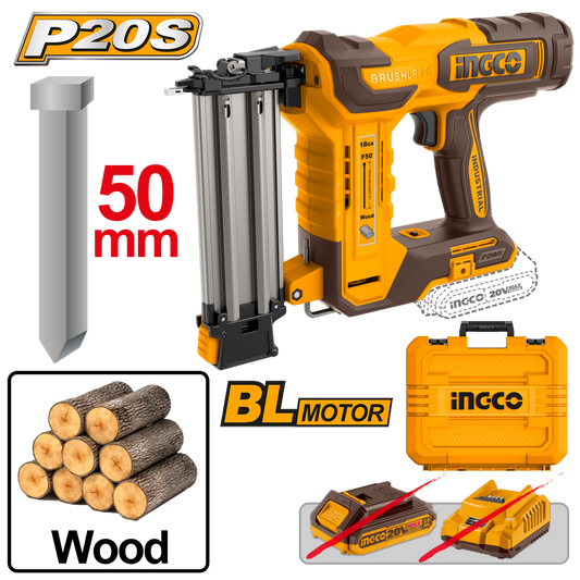 Ingco Cordless Brad Nailer 20V F15 ~ F50 (Tool Only)