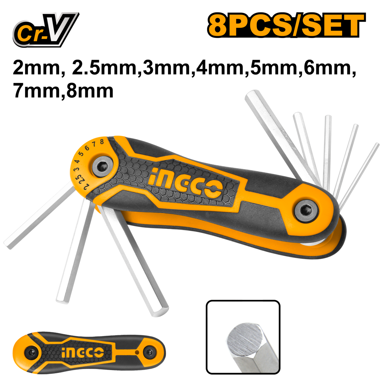 Ingco Hex Key Set 2mm - 8mm 8Pcs