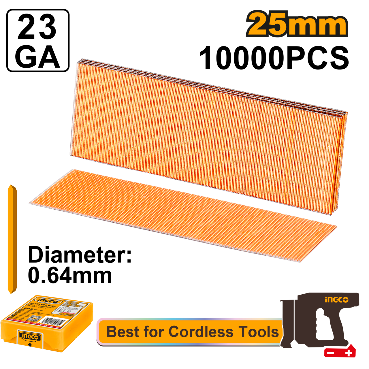 Ingco Headless Pins 25mm 1000Pcs