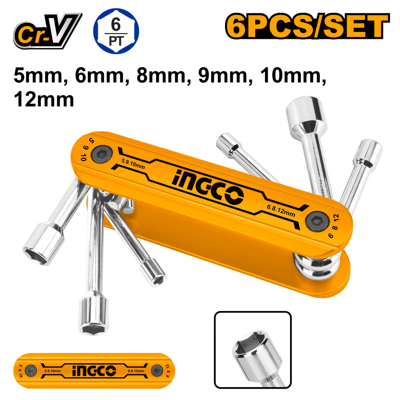 Ingco Folding Nut Driver Set 6Pcs