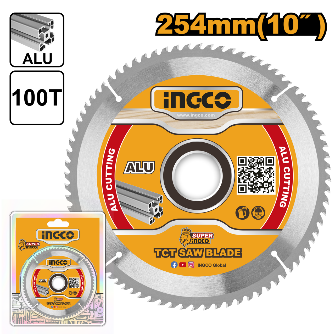 Ingco TCT saw blade for aluminum 254mm 100T Aluminum