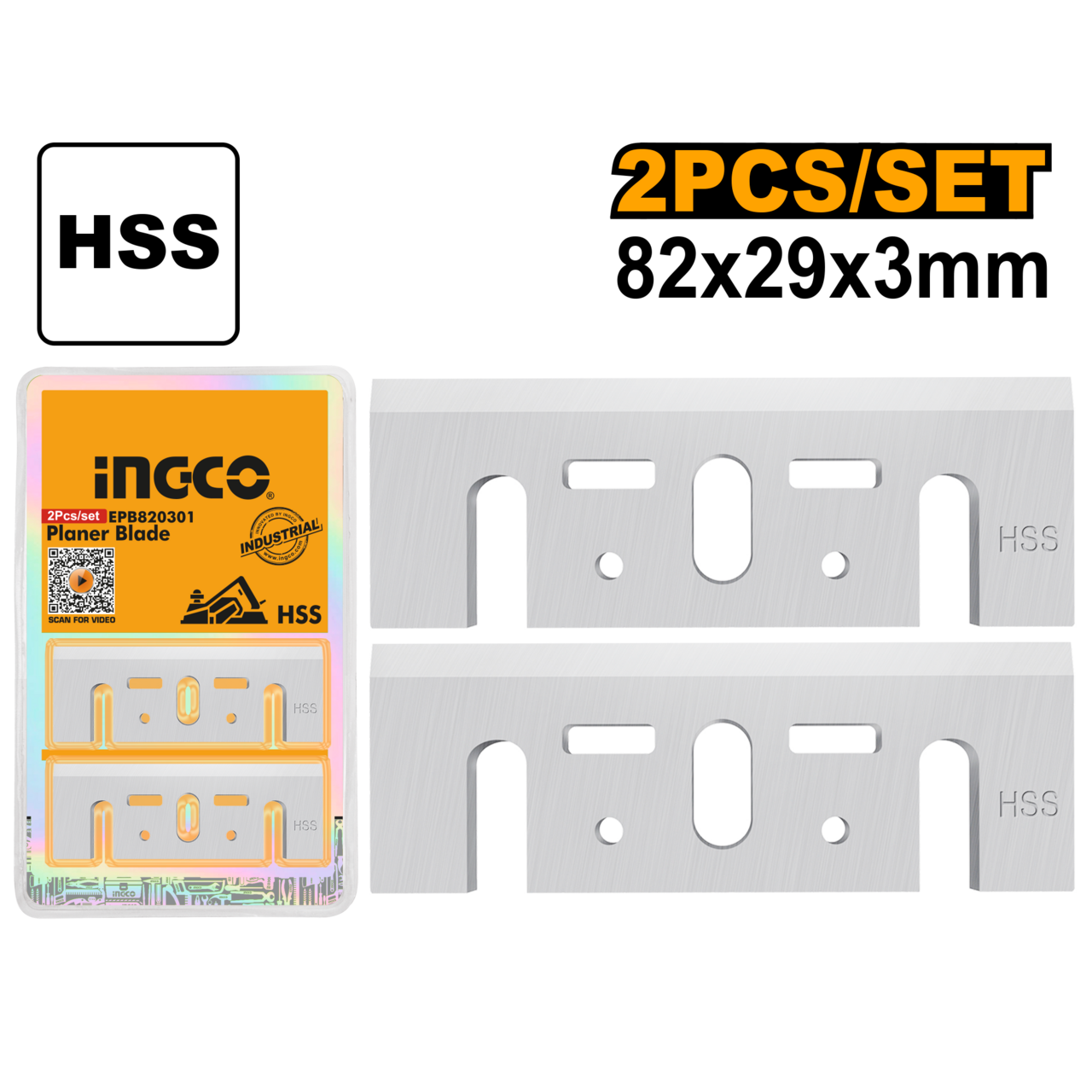 Ingco Planer Blade 82mm X 29mm X 3mm 2Pcs