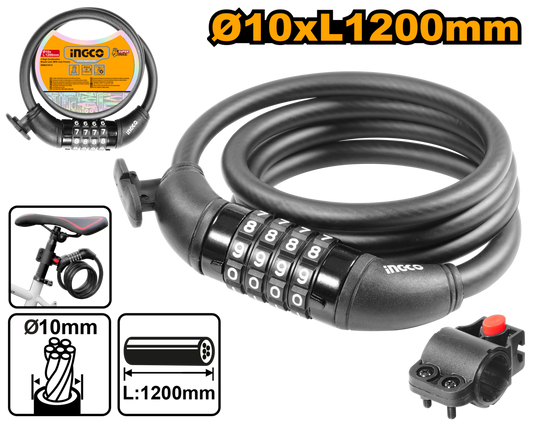 Ingco - 4 Digit Combination bicycle lock (with lock frame)