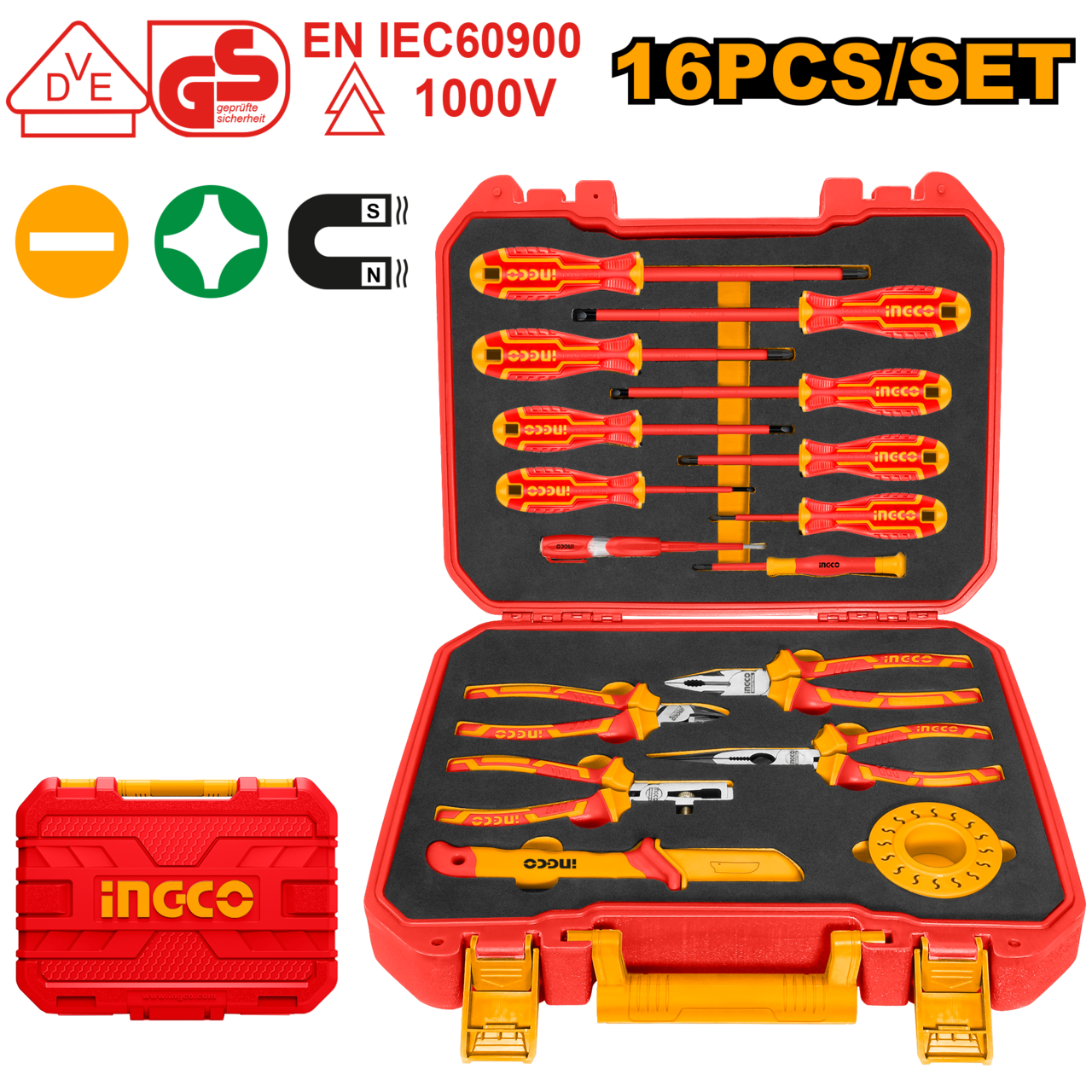 Ingco 16 Pieces insulated hand tools set