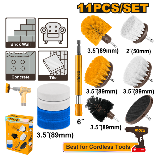 Ingco 11 Pieces Cleaning brush set