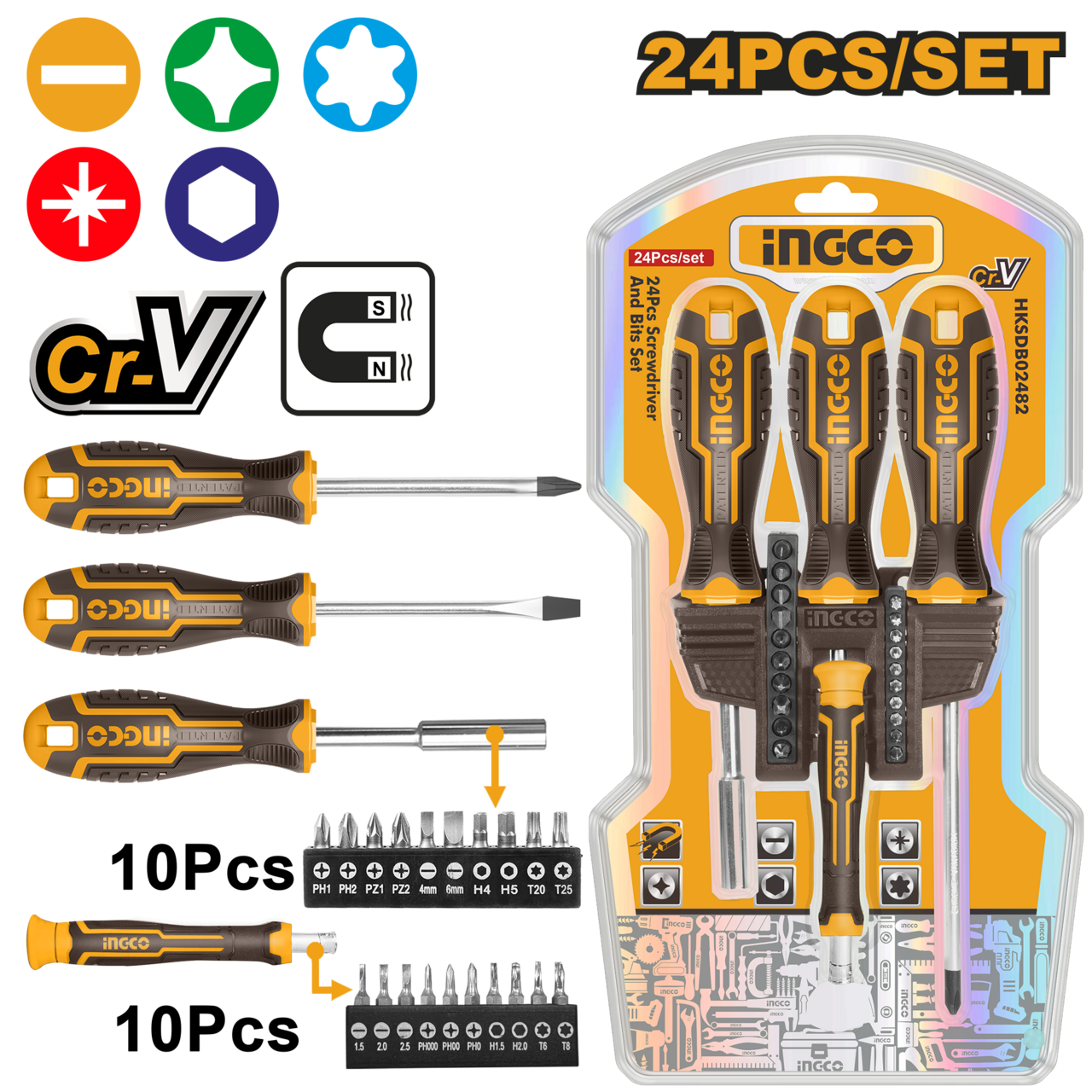 Ingco 24 Piece screwdriver and bits set