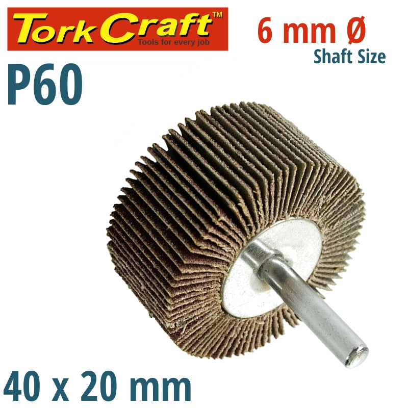 Flap Wheel 40 X 20 X 6Mm Shaft 60 Grit Per Each (50 Per Box)