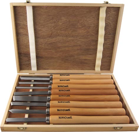 Tork craft Wood turning Chisel Set 8pc Std in Wooden Case