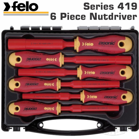 Felo 419 Nut Driver Set 6Pc Ergonic Insulated Vde Sl Hard Case freeshipping - Africa Tool Distributors