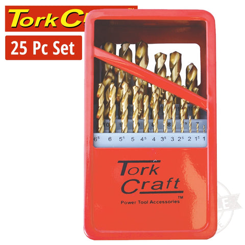 Drill Bit Set 25Pce Tin. Coated Metal Case freeshipping - Africa Tool Distributors