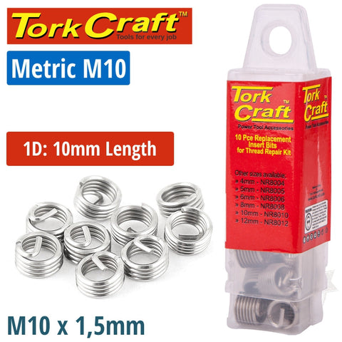 Tork Craft Thread Repair Kit M10 X 1D Replacement Inserts 5Pce freeshipping - Africa Tool Distributors