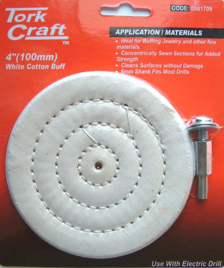 Tork Craft COTTON BUFF 100MM X 6MM SHAFT