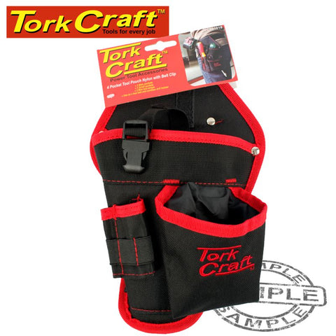 Tork Craft Tool Pouch Nylon With Belt Clip 2 Pocket freeshipping - Africa Tool Distributors