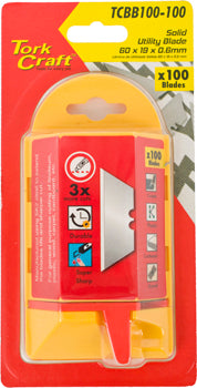 Tork Craft UTILITY BLADE SOLID 60MM X 19MM X 0.6MM 100PC SK5