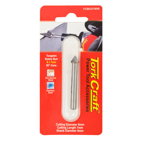 Tork Craft Rotary Burr Tungsten 8X7X6Mm 60 Degree Cone freeshipping - Africa Tool Distributors